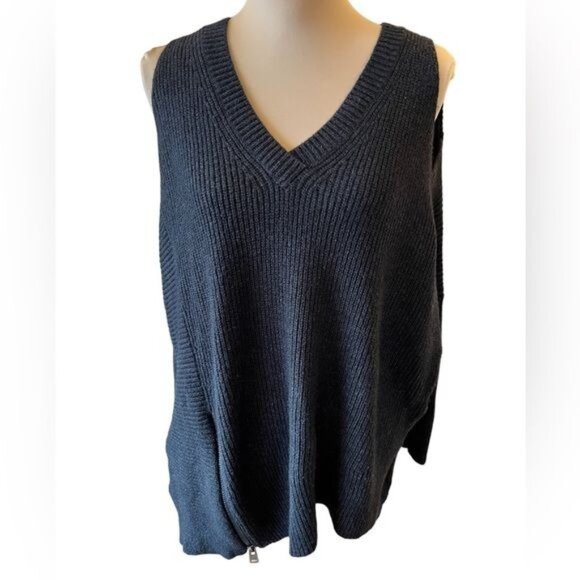 All Saints women’s sweater Size XS black wool alpaca blend Asymmetrical - Picture 1 of 12